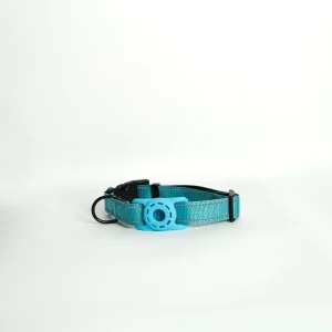 Front view of the blue Apple AirTag Dog Collar, showing the secure integrated holder and durable buckle.