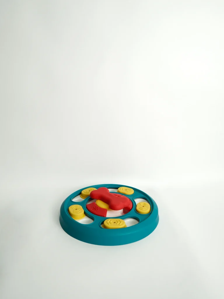 Detail shot of the non-slip base on the Dog Puzzle Feeder Toy designed for safe indoor interactive play.
