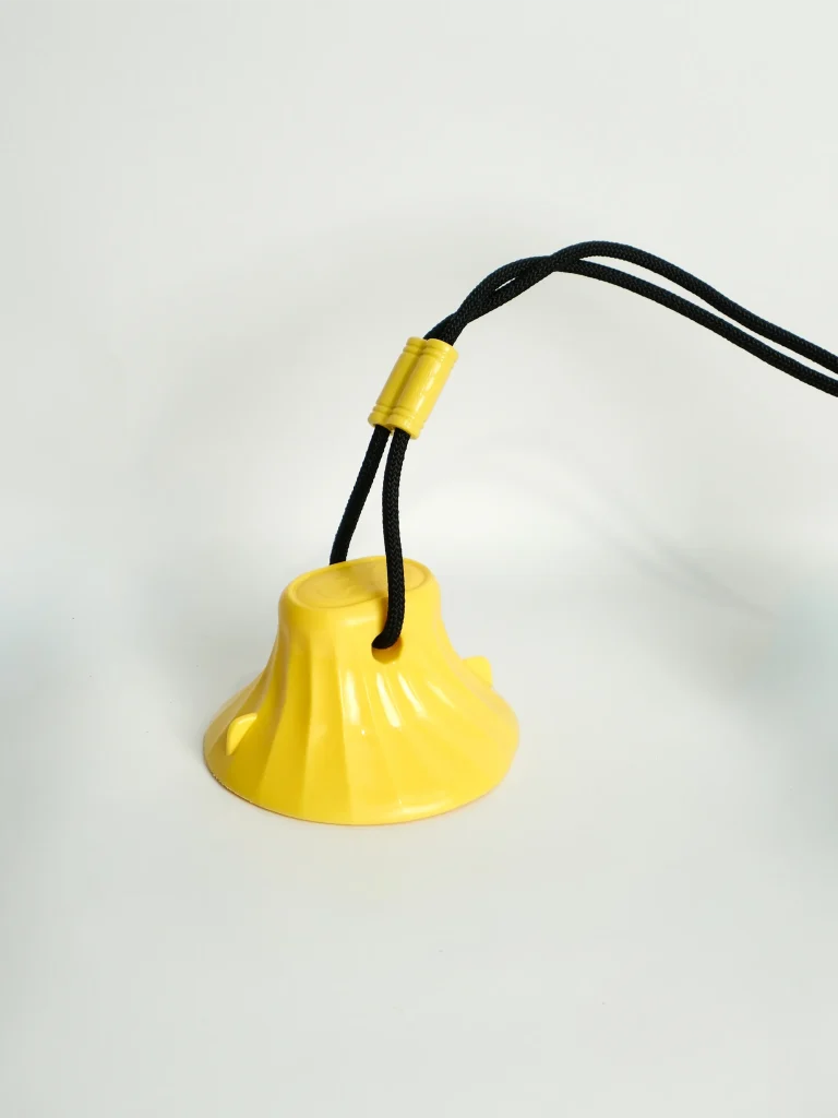 Detailed shot of the tough rubber ridges on the Dog Chew and Feeder Toy that help reduce destructive chewing.