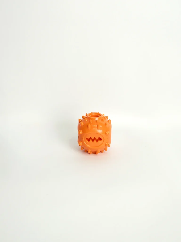 Full view of the dog enrichment feeder toy, demonstrating the textured zones for improved digestion and focus.